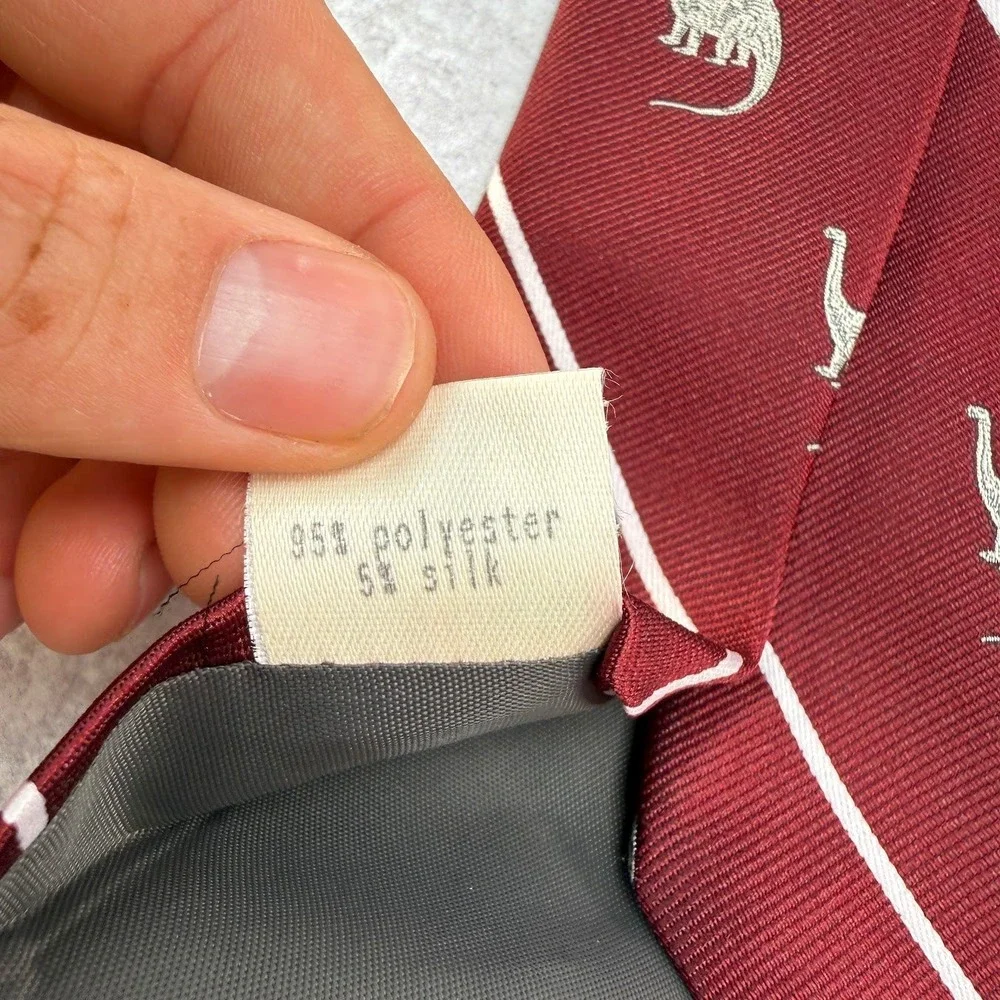 Smithsonian Institution Red White Stripe Apatosarus Silk Blend Tie Short Classic